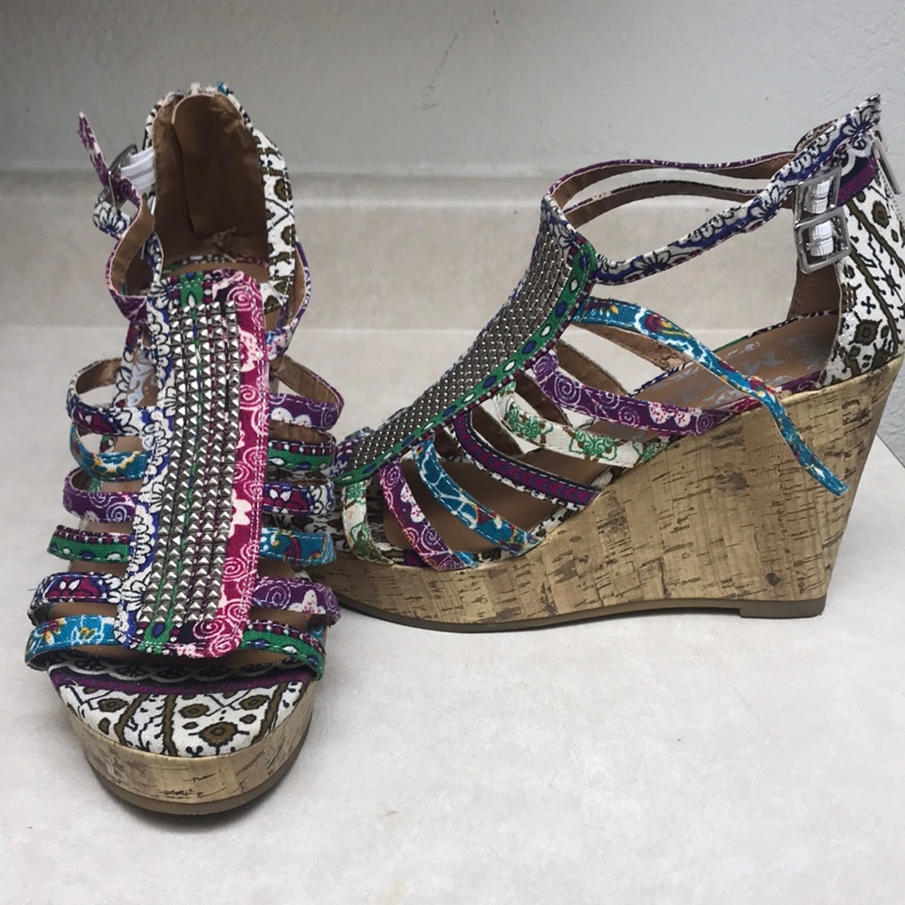 Mudd Studded Cork Wedges